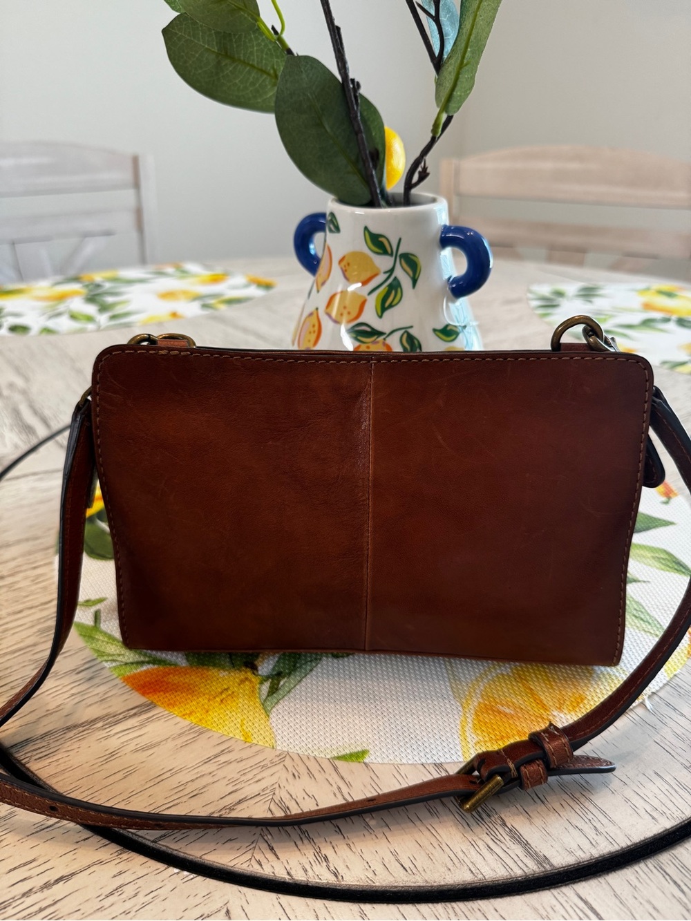 Frye Lucy Cognac Leather Crossbody Organizer Bag - Picture 5 of 16